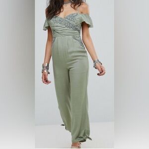 FREE PEOPLE IN THE MOMENT EMBROIDERED BOHO JUMPSUIT